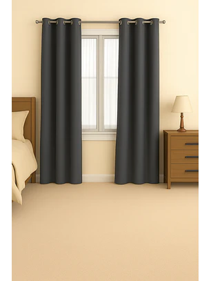 Cortina Blackout 100% Engomada Termica Tela Ligera 140x225 - Microfibra Premium - 2 Paños Gris Oscur