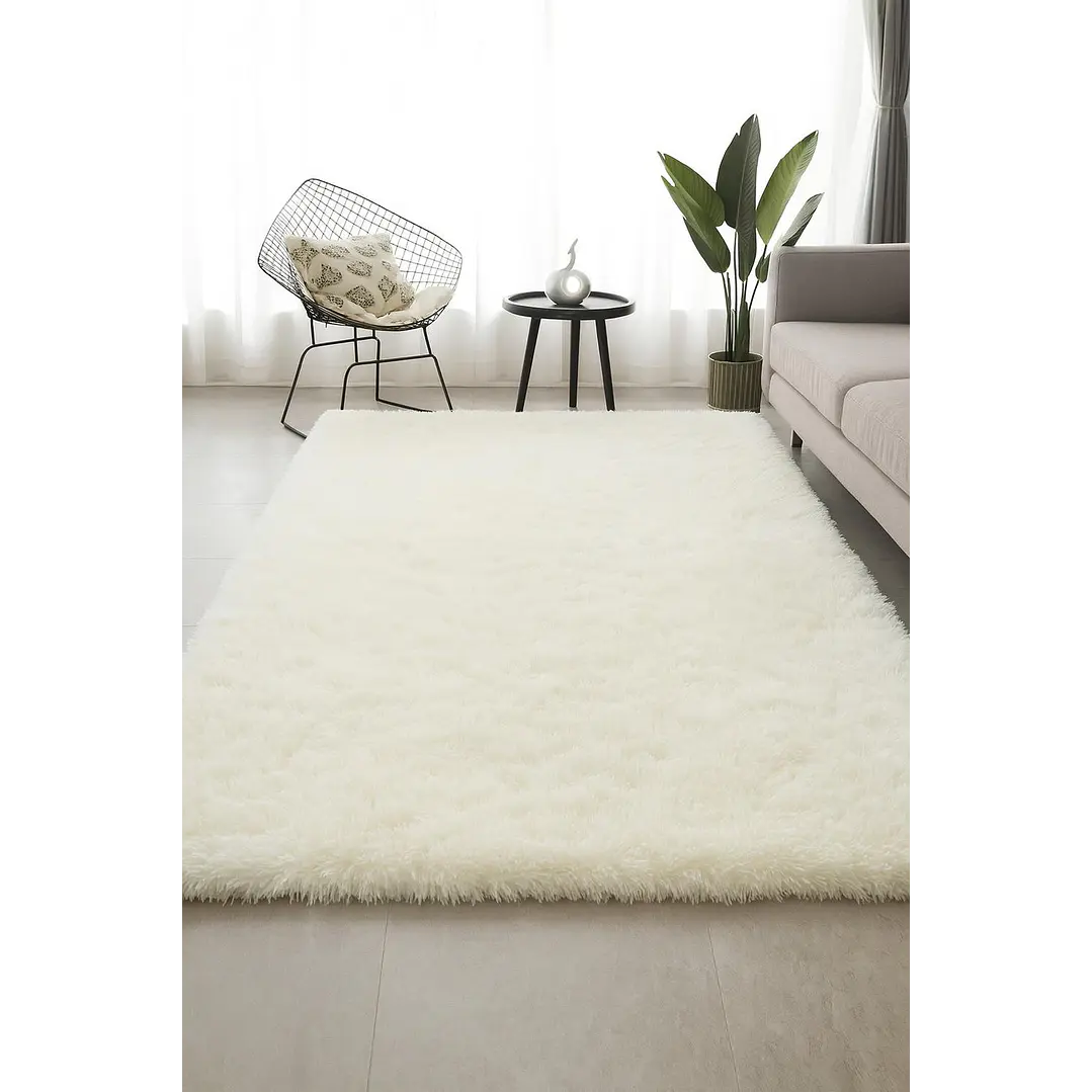 Alfombra Peluda Shaggy Crema 150x200 Clems 1