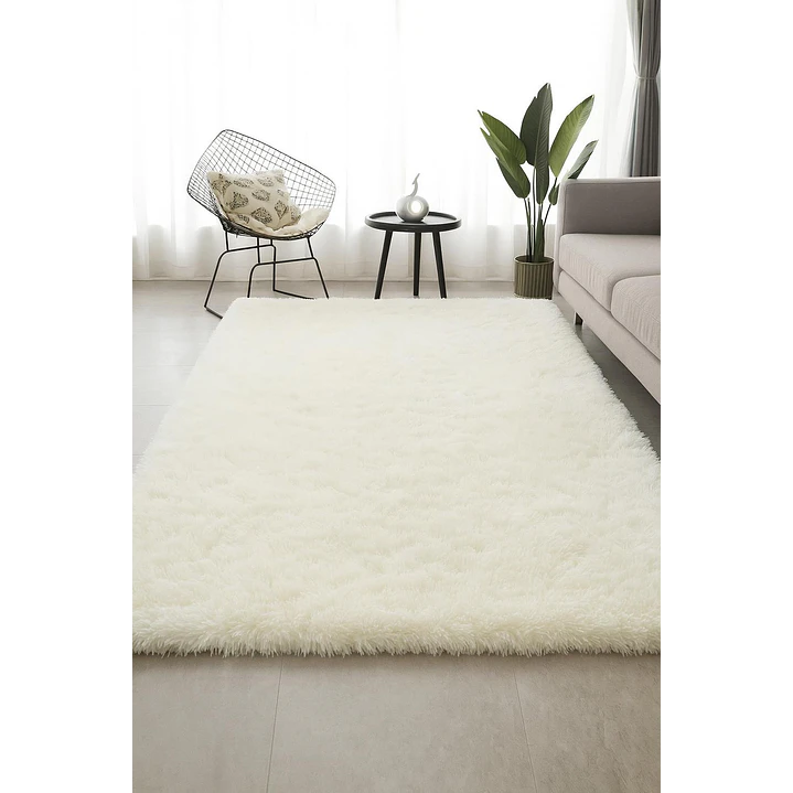 Alfombra Peluda Shaggy Crema 150x200 Clems 1