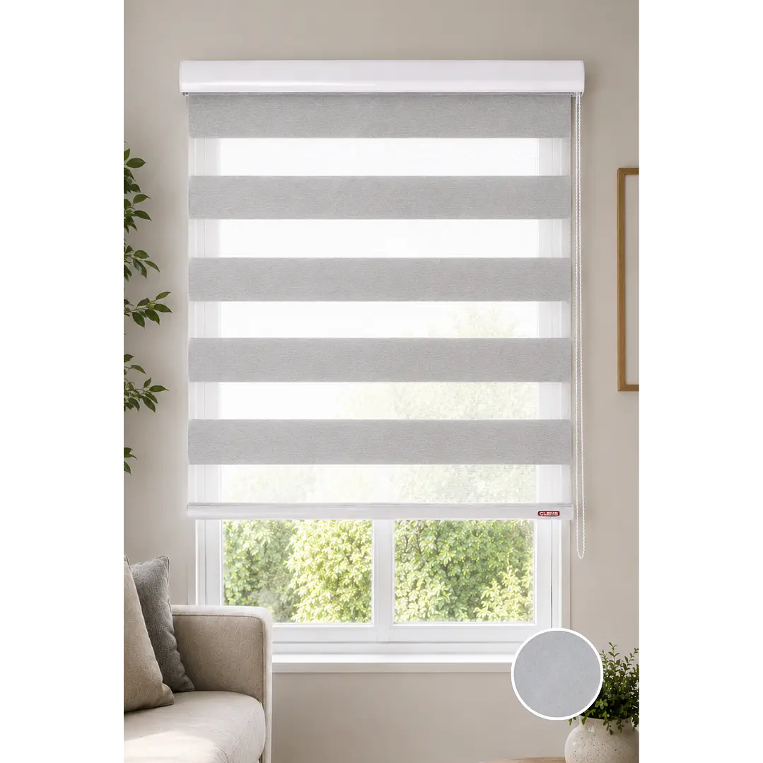 Cortina Roller Duo Zebra Color Gris 1
