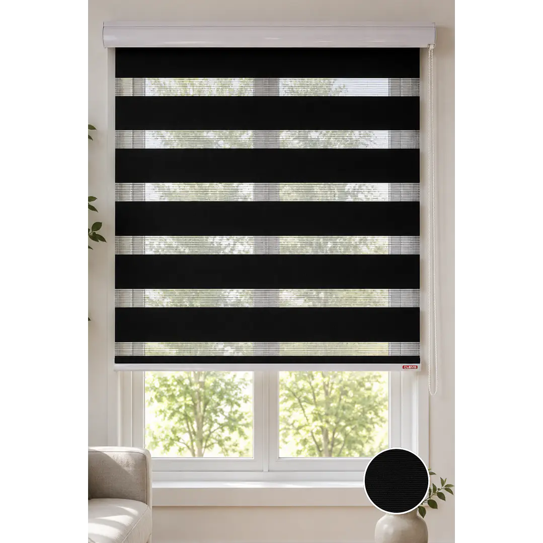 Cortina Roller Duo Zebra Color Negra 1