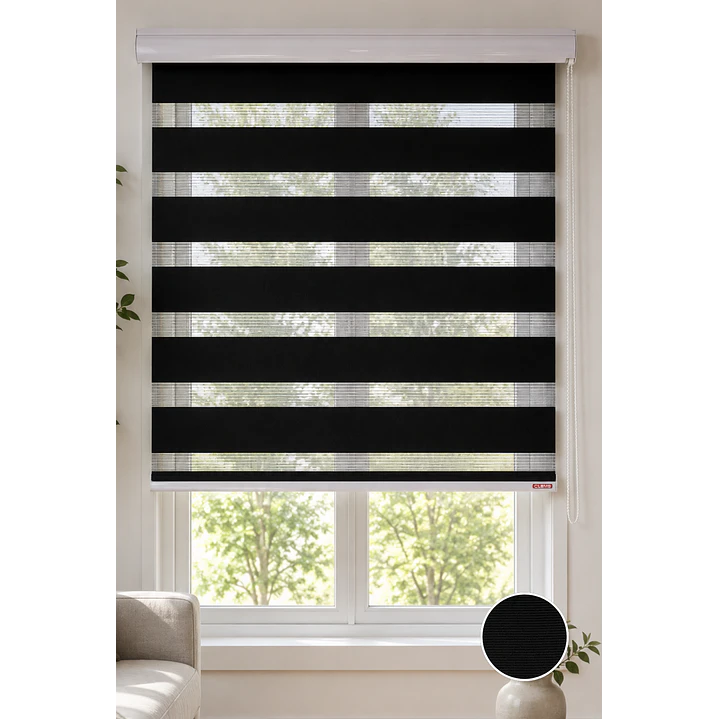 Cortina Roller Duo Zebra Color Negra 1