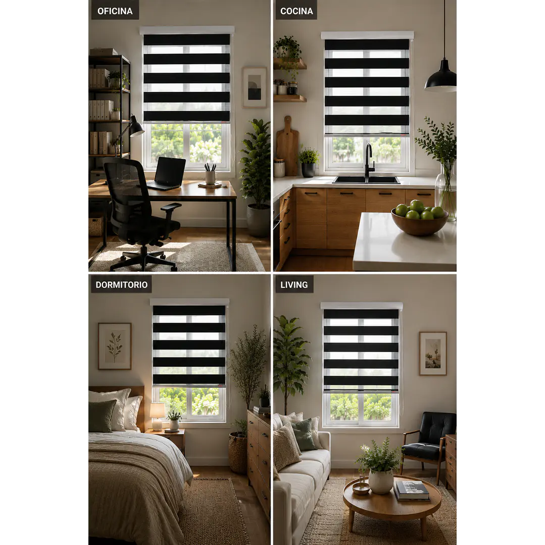 Cortina Roller Duo Zebra Color Negra 6