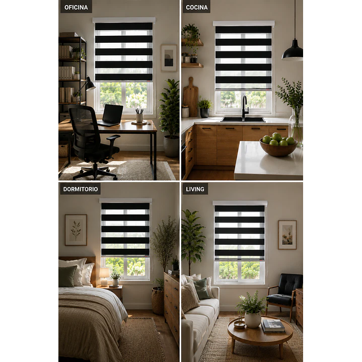 Cortina Roller Duo Zebra Color Negra 6