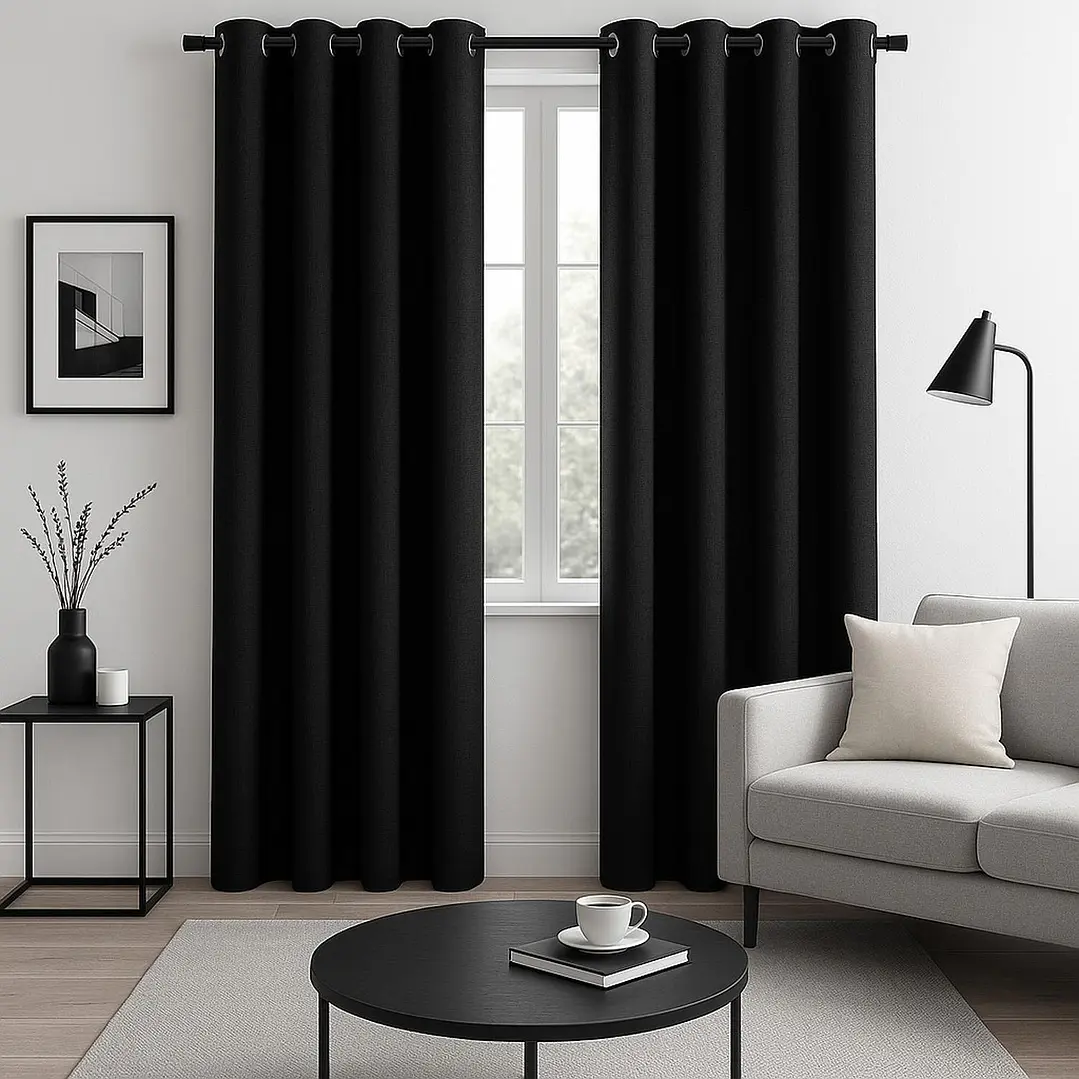 Cortina Blackout 100% Engomada Termica Tela Ligera 140x225 - Microfibra Premium - 2 Paños Negro 3