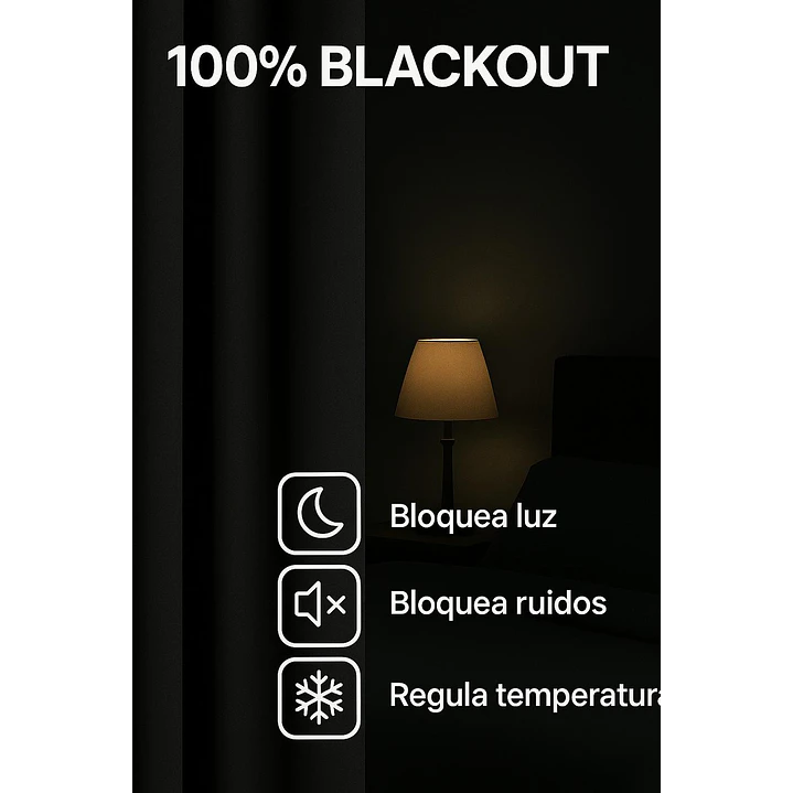 Cortina Blackout 100% Engomada Termica Tela Ligera 140x225 - Microfibra Premium - 2 Paños Negro 6