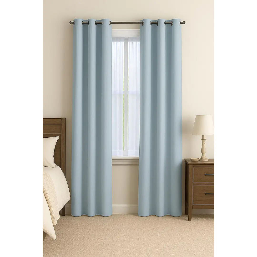 Cortina Blackout 100% Engomada Termica Tela Ligera 140x225 - Microfibra Premium - 2 Paños Negro 18