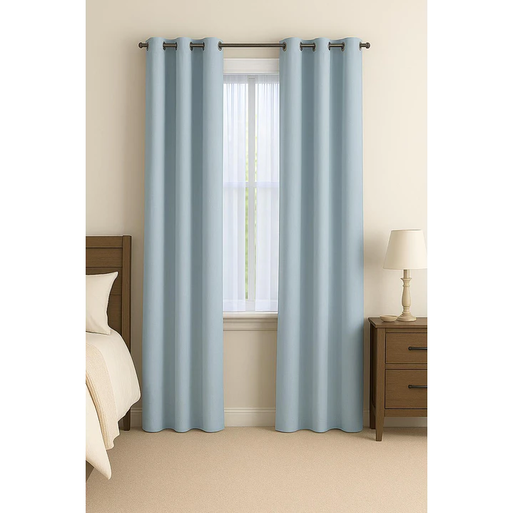 Cortina Blackout 100% Engomada Termica Tela Ligera 140x225 - Microfibra Premium - 2 Paños Negro 18