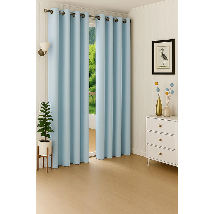Cortina Blackout 100% Engomada Termica Tela Ligera 140x225 - Microfibra Premium - 2 Paños Negro 22