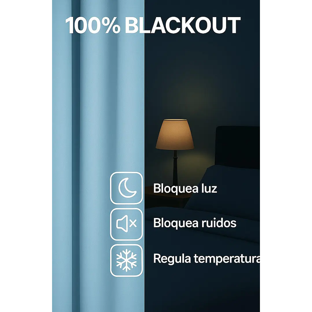 Cortina Blackout 100% Engomada Termica Tela Ligera 140x225 - Microfibra Premium - 2 Paños Negro 23