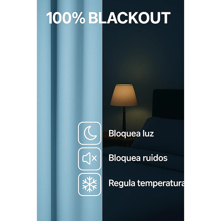 Cortina Blackout 100% Engomada Termica Tela Ligera 140x225 - Microfibra Premium - 2 Paños Negro 23
