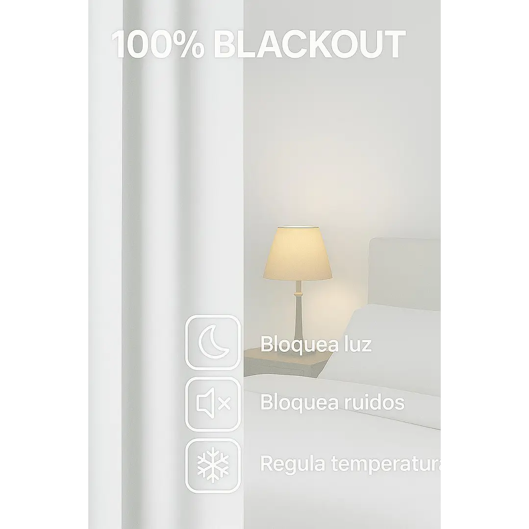 Cortina Blackout 100% Engomada Termica Tela Ligera 140x225 - Microfibra Premium - 2 Paños Negro 32