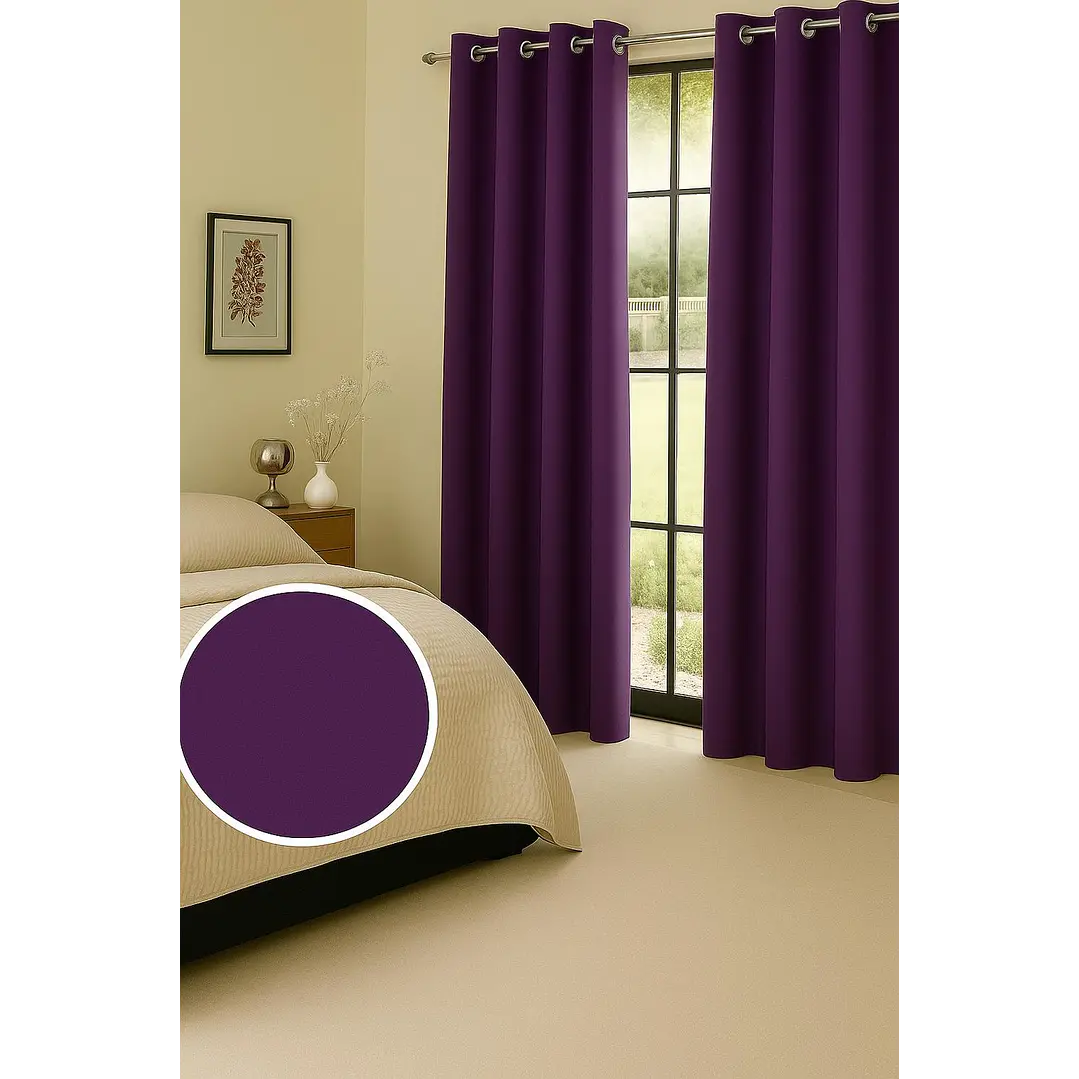 Cortina Blackout 100% Engomada Termica Tela Ligera 140x225 - Microfibra Premium - 2 Paños Negro 48