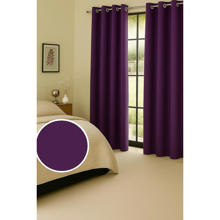 Cortina Blackout 100% Engomada Termica Tela Ligera 140x225 - Microfibra Premium - 2 Paños Negro 48