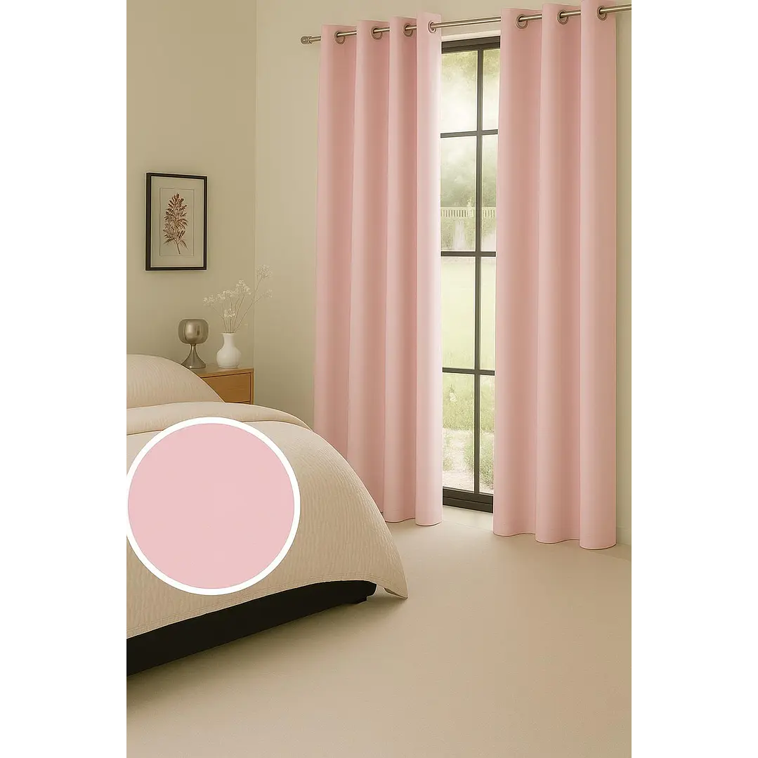 Cortina Blackout 100% Engomada Termica Tela Ligera 140x225 - Microfibra Premium - 2 Paños Negro 84