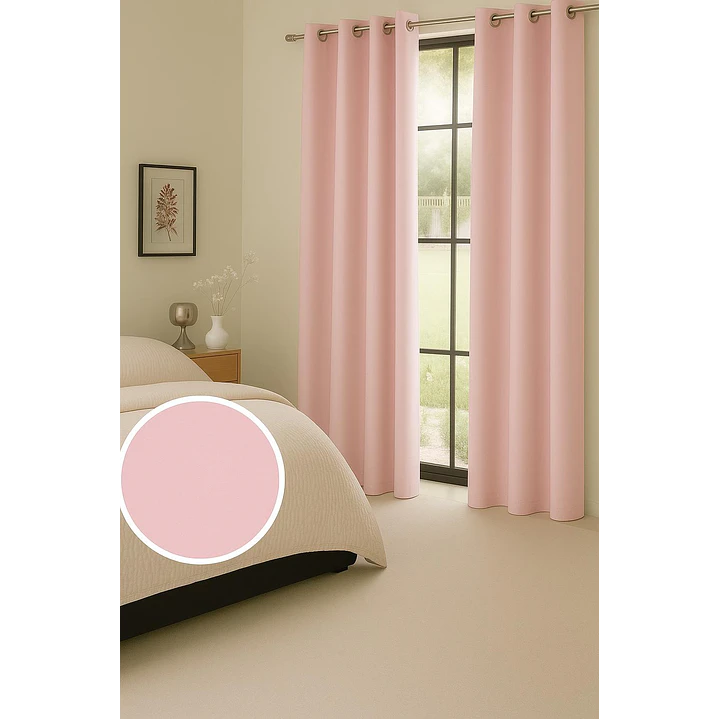 Cortina Blackout 100% Engomada Termica Tela Ligera 140x225 - Microfibra Premium - 2 Paños Negro 84
