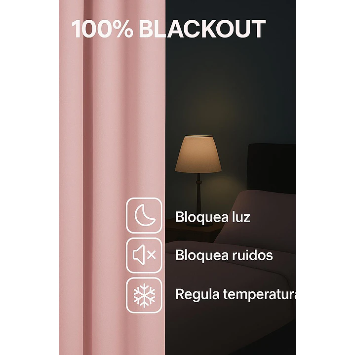 Cortina Blackout 100% Engomada Termica Tela Ligera 140x225 - Microfibra Premium - 2 Paños Negro 86