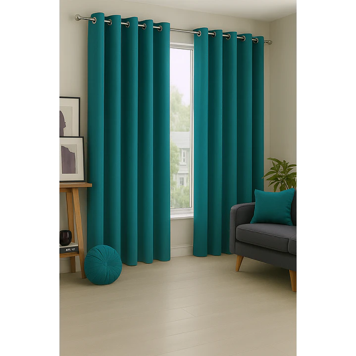 Cortina Blackout 100% Engomada Termica Tela Ligera 140x225 - Microfibra Premium - 2 Paños Negro 94