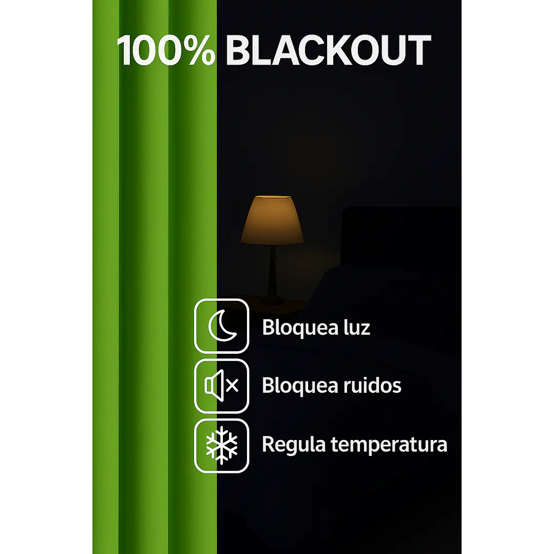 Cortina Blackout 100% Engomada Termica Tela Ligera 140x225 - Microfibra Premium - 2 Paños Negro 104