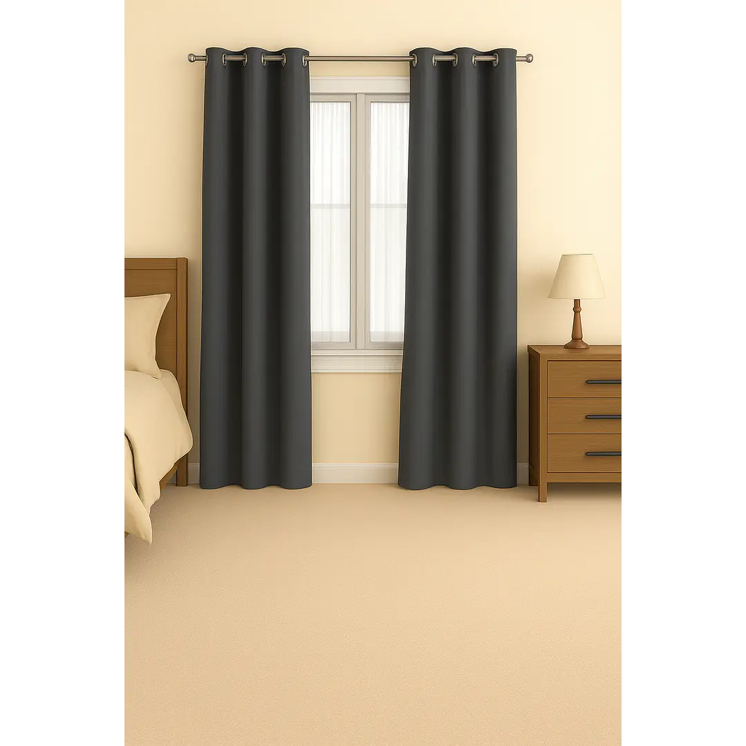 Cortina Blackout 100% Engomada Termica Tela Ligera 140x225 - Microfibra Premium - 2 Paños Negro 108