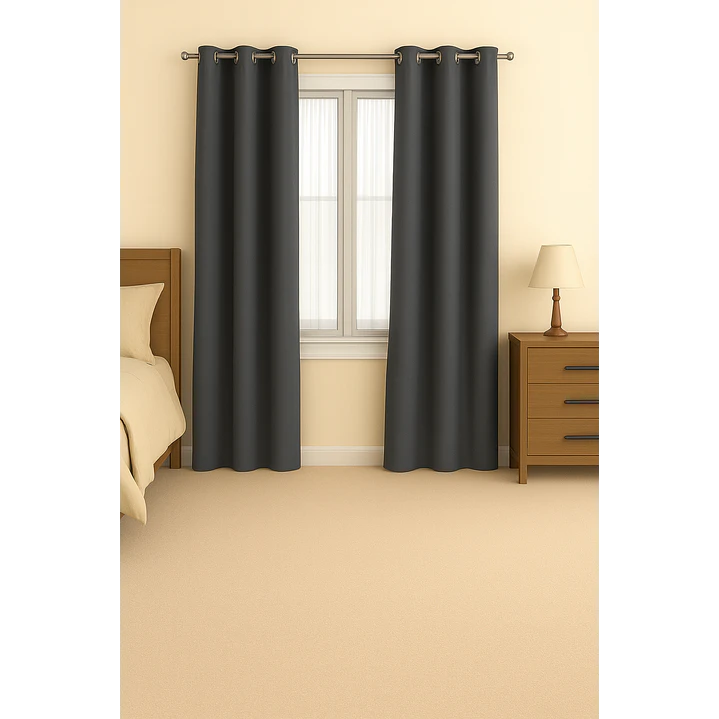 Cortina Blackout 100% Engomada Termica Tela Ligera 140x225 - Microfibra Premium - 2 Paños Negro 108