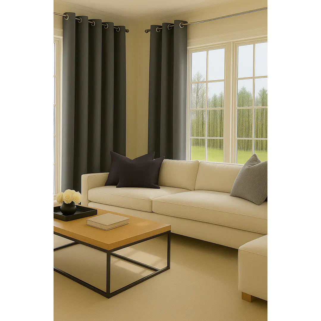 Cortina Blackout 100% Engomada Termica Tela Ligera 140x225 - Microfibra Premium - 2 Paños Negro 110