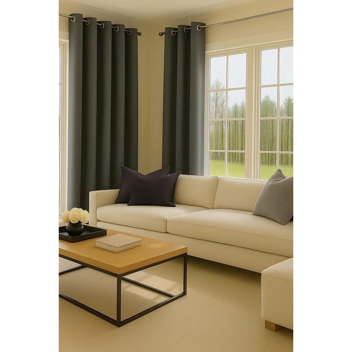 Cortina Blackout 100% Engomada Termica Tela Ligera 140x225 - Microfibra Premium - 2 Paños Negro 110