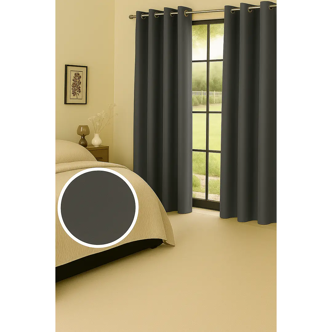 Cortina Blackout 100% Engomada Termica Tela Ligera 140x225 - Microfibra Premium - 2 Paños Negro 111