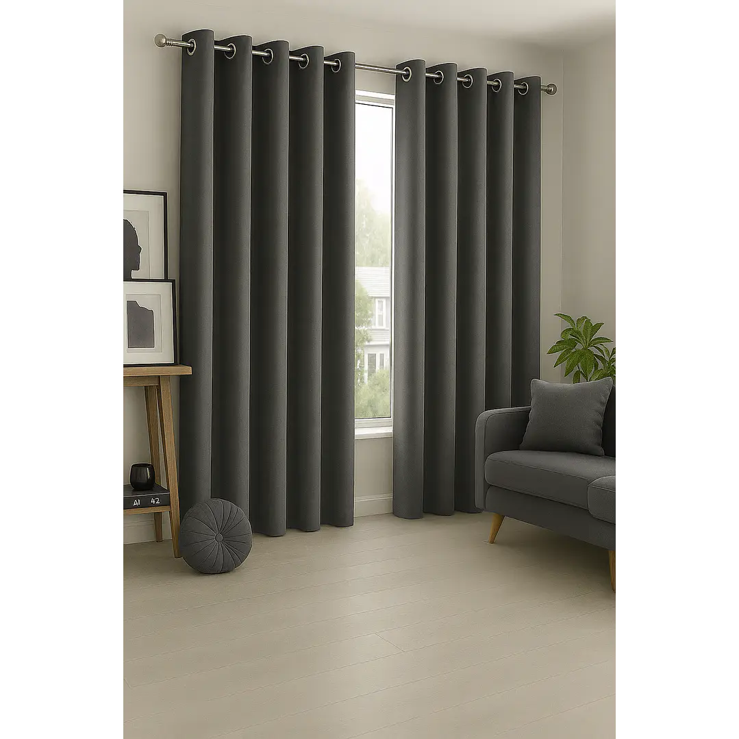 Cortina Blackout 100% Engomada Termica Tela Ligera 140x225 - Microfibra Premium - 2 Paños Negro 112