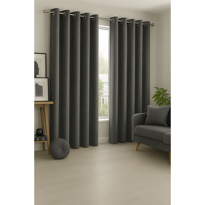 Cortina Blackout 100% Engomada Termica Tela Ligera 140x225 - Microfibra Premium - 2 Paños Negro 112