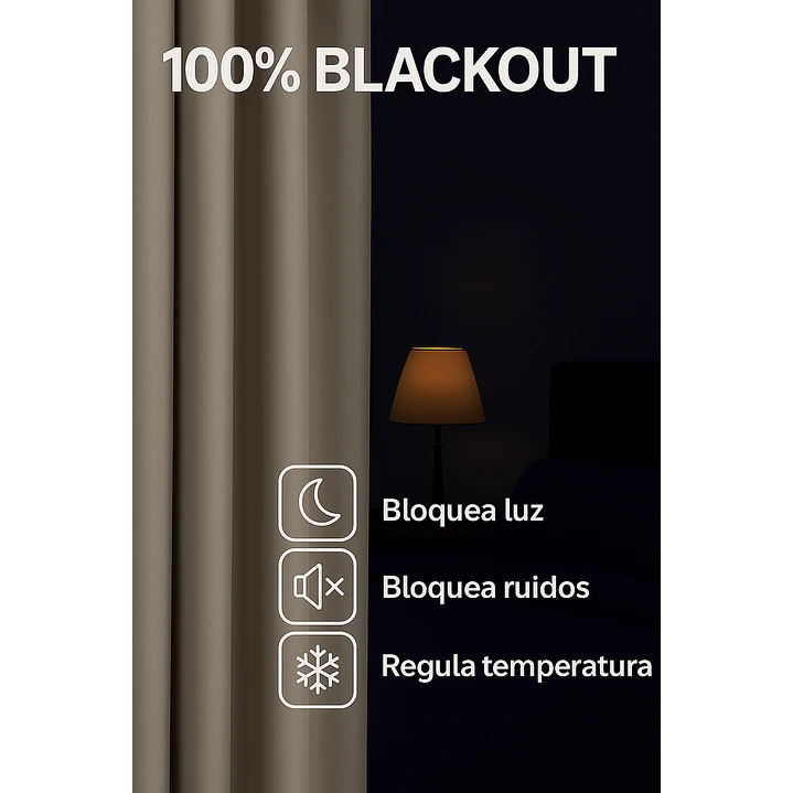 Cortina Blackout 100% Engomada Termica Tela Ligera 140x225 - Microfibra Premium - 2 Paños Negro 131