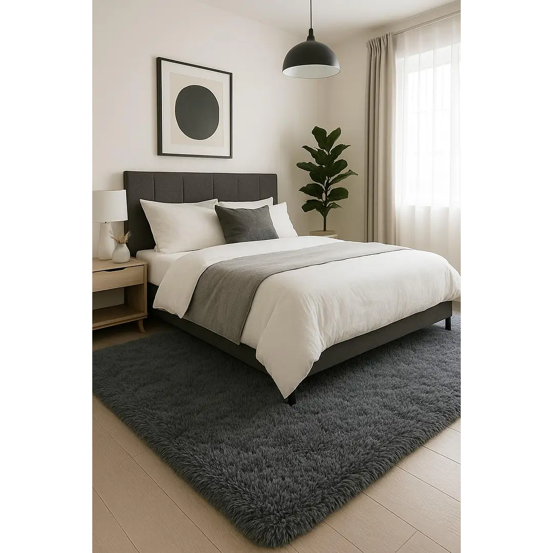 Alfombra Peluda Shaggy Gris 200x220 3