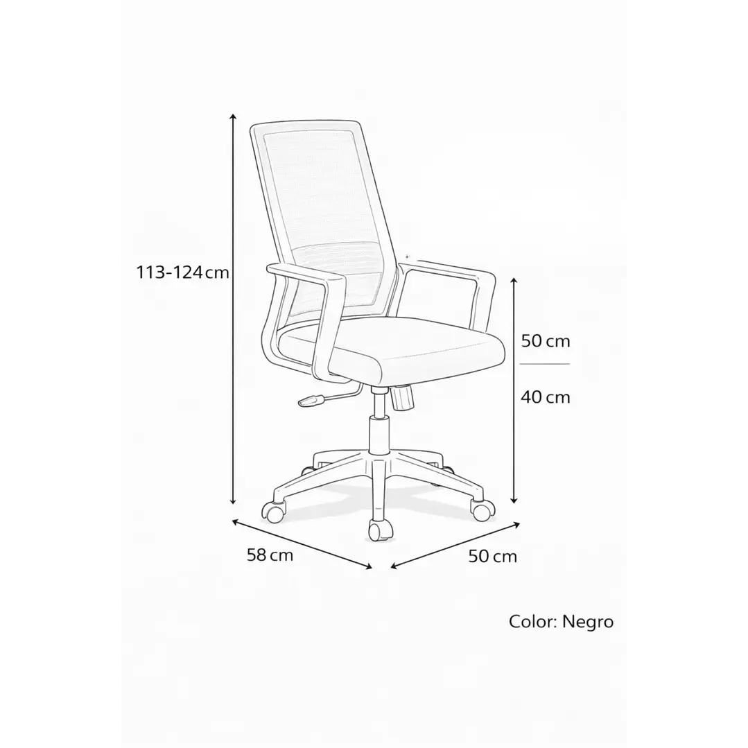 Silla de Oficina para Escritorio Mesh con Apoyacabeza Negra 5