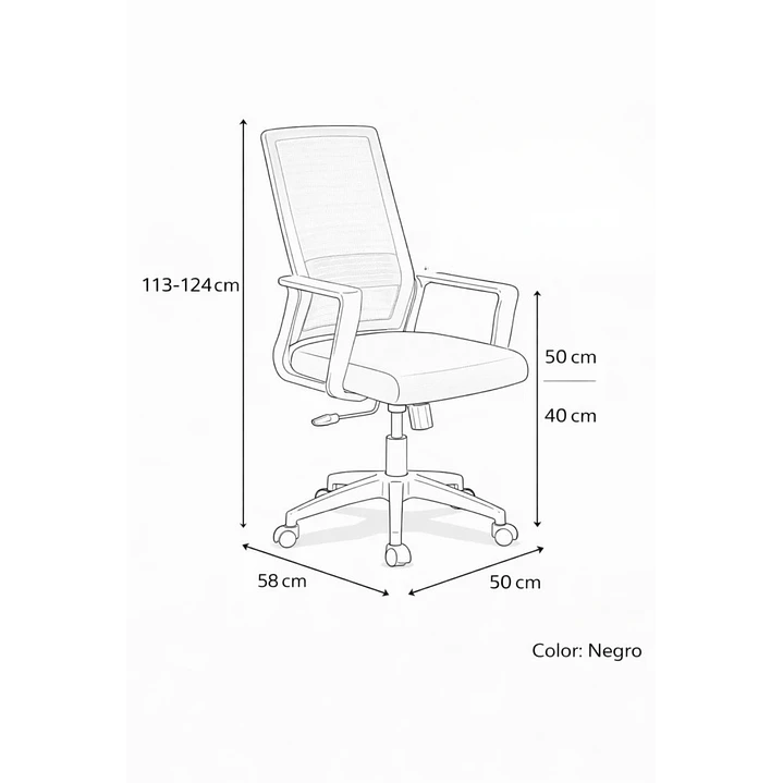Silla de Oficina para Escritorio Mesh con Apoyacabeza Negra 5