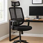 Silla de Oficina para Escritorio con Apoyacabeza Brazo Regulable Negra - Miniatura 1