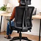 Silla de Oficina para Escritorio con Apoyacabeza Brazo Regulable Negra - Miniatura 3