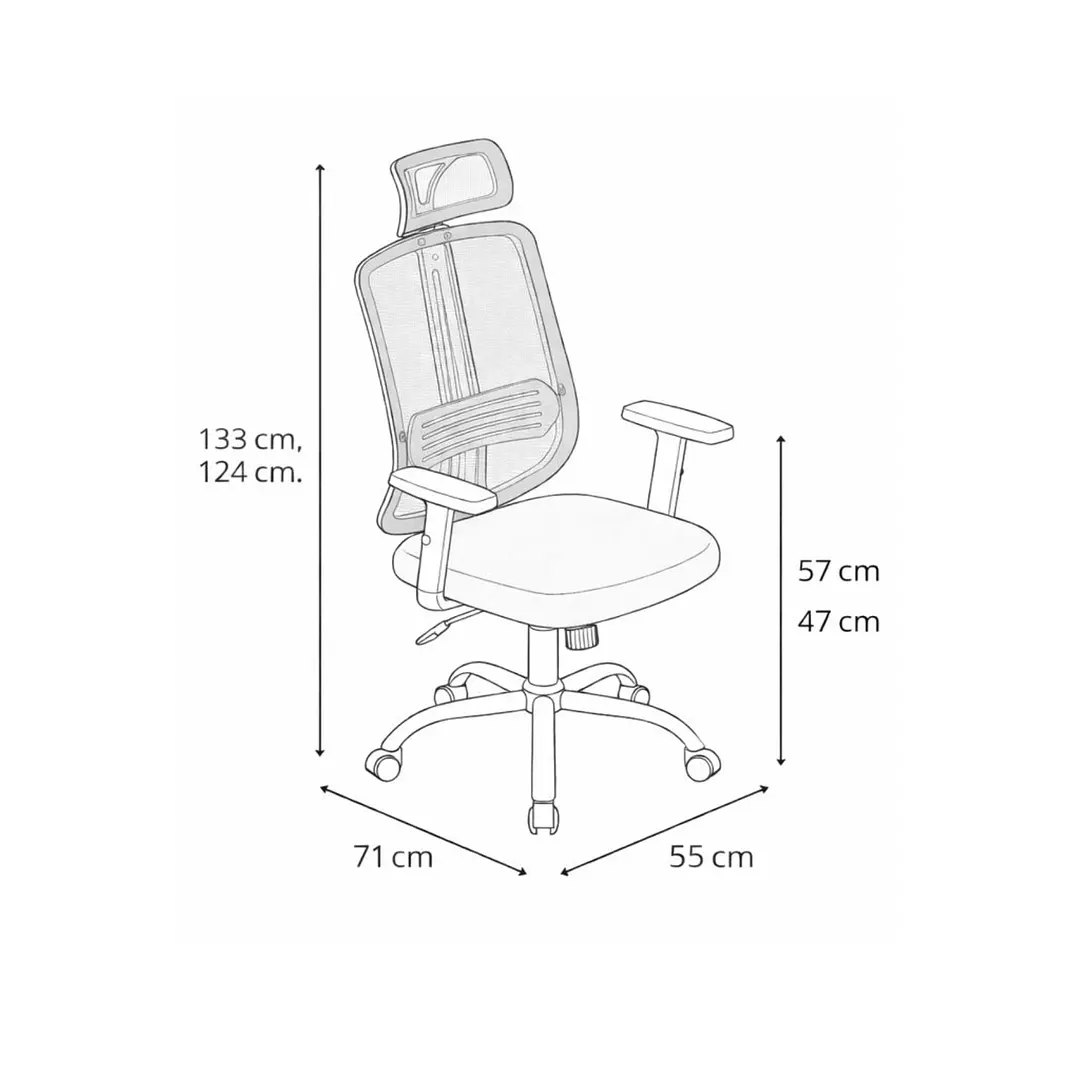 Silla de Oficina para Escritorio con Apoyacabeza Brazo Regulable Negra 5