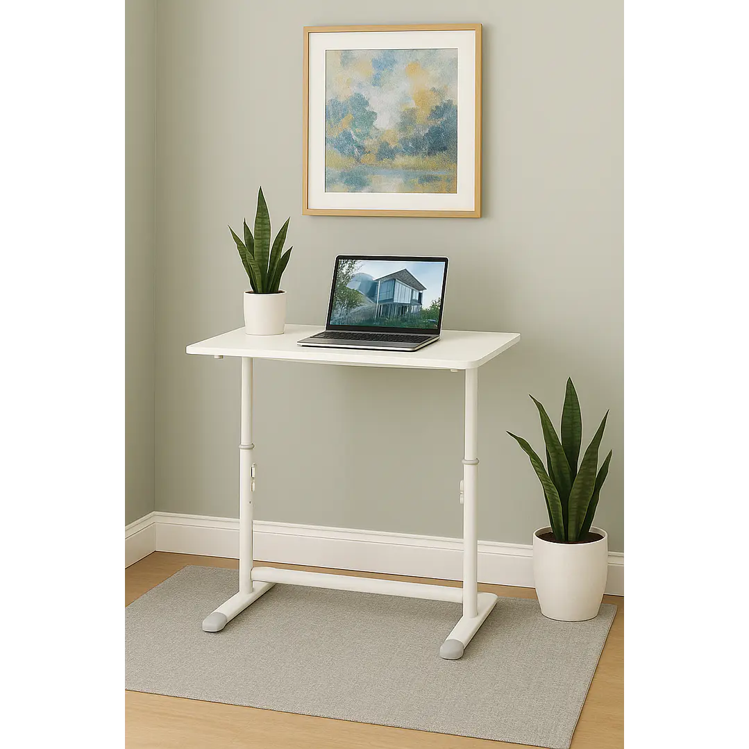 Escritorio Funcional Altura Ajustable 80x60x63-86cm Blanco 2