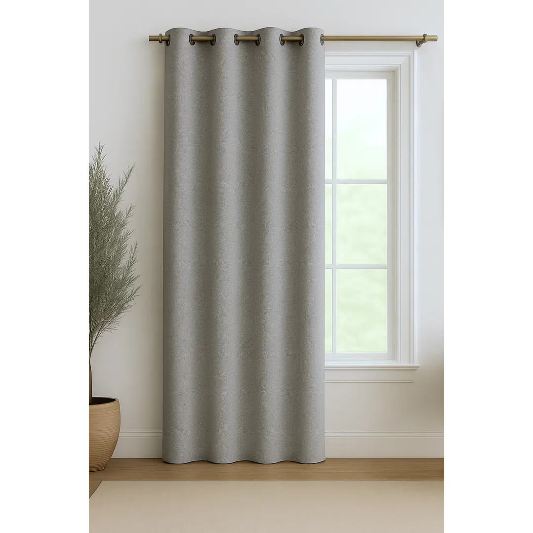 Cortina Blackout Tela Tipo Lino Gruesa 140x220 – 1 Paño Gris Claro 1
