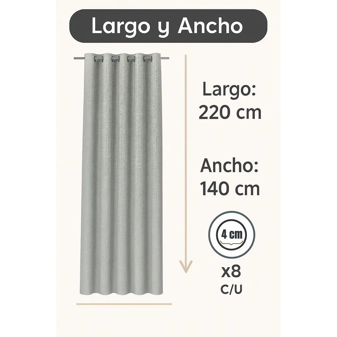 Cortina Blackout Tela Tipo Lino Gruesa 140x220 – 1 Paño Gris Claro 3