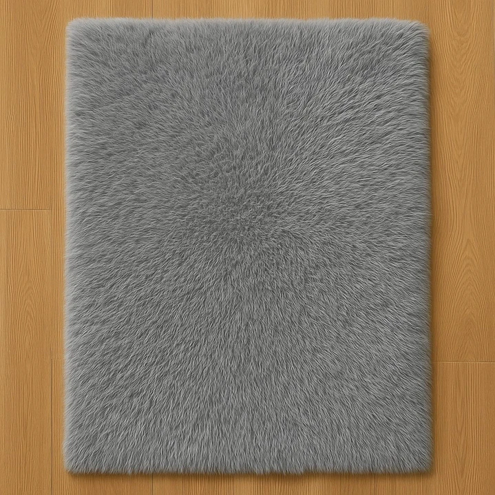 Alfombra Bajada De Cama Timmy Peluda Color Gris 55x145 7