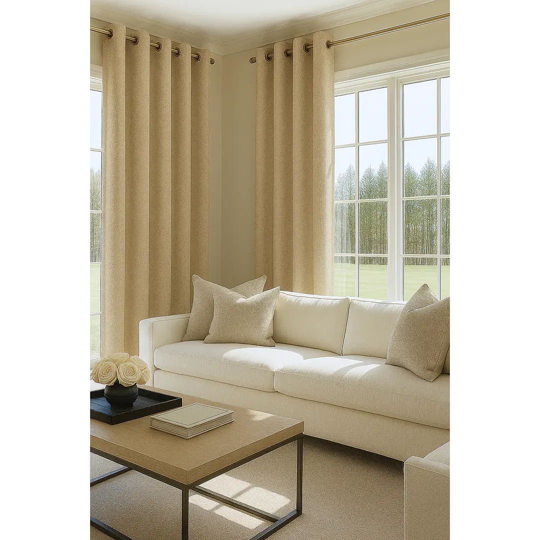 Cortina Blackout Tela Tipo Lino Gruesa 140x220 – Pack  2 Paños Beige 5