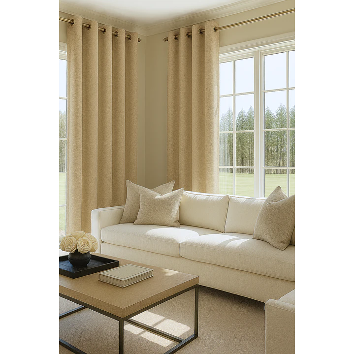 Cortina Blackout Tela Tipo Lino Gruesa 140x220 – Pack  2 Paños Beige 5
