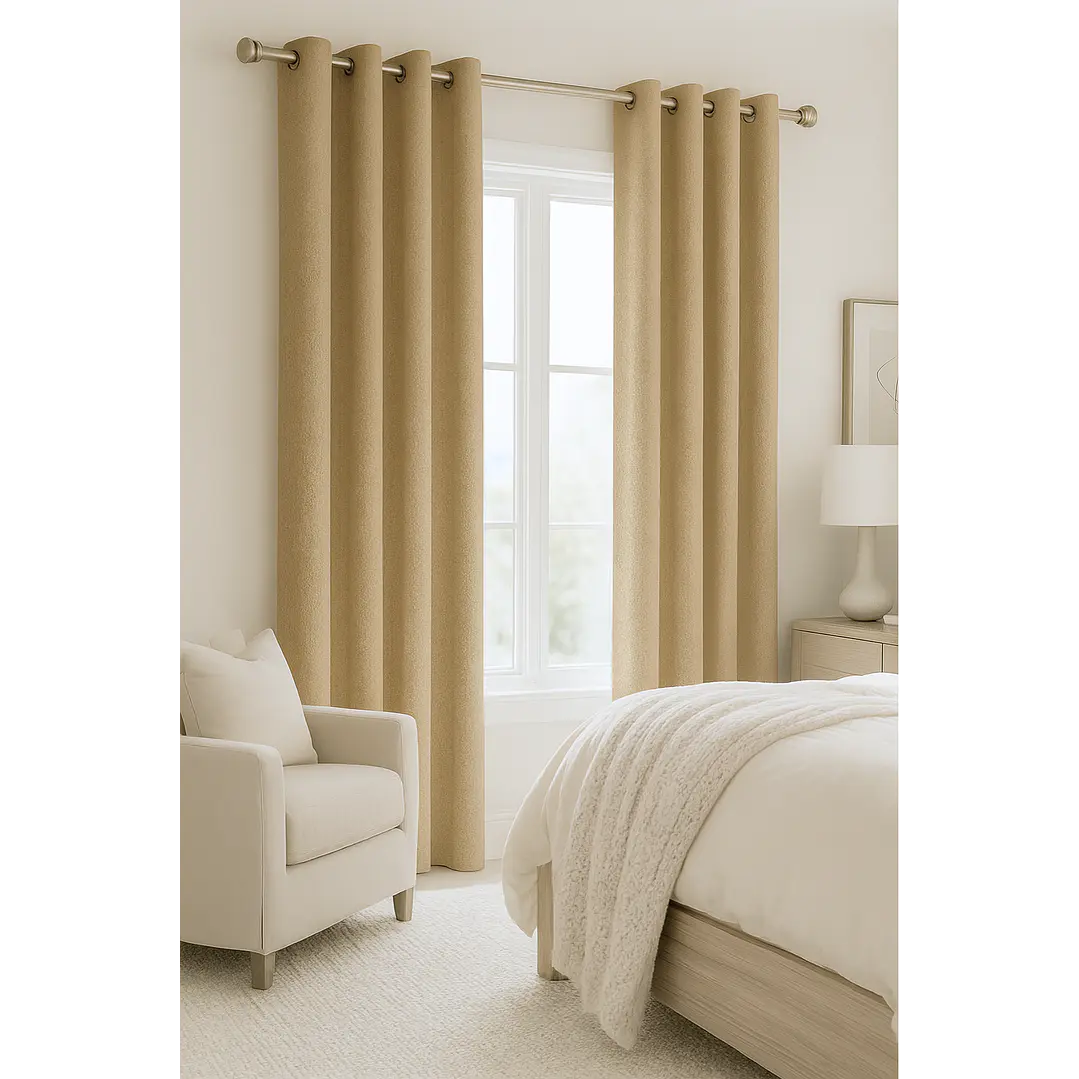 Cortina Blackout Tela Tipo Lino Gruesa 140x220 – Pack  2 Paños Beige 6