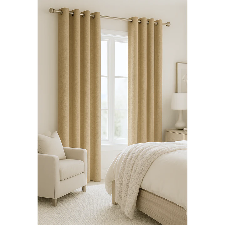 Cortina Blackout Tela Tipo Lino Gruesa 140x220 – Pack  2 Paños Beige 6