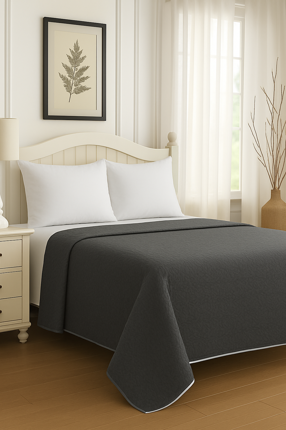 Cubrecama Quilt Reversible Gris