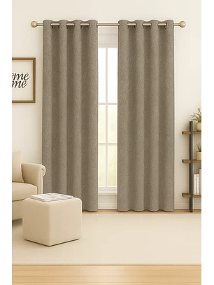 Cortina Blackout Tela Diseño 135x225 – 2 Paños Café Claro
