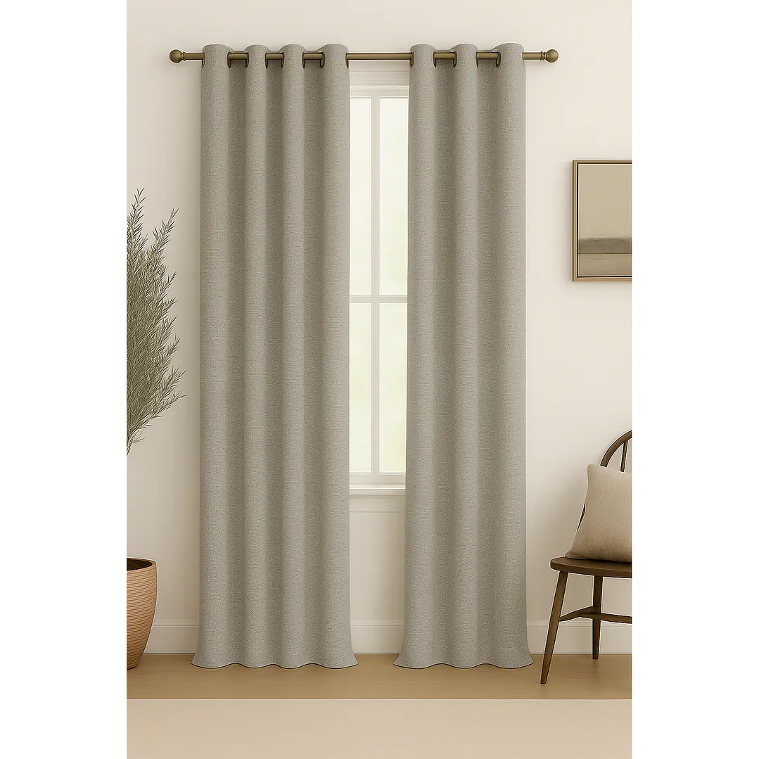 Cortina Blackout Tela Tipo Lino Gruesa 140x220 – Pack  2 Paños Taupe 1