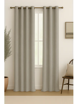 Cortina Blackout Tela Tipo Lino Gruesa 140x220 – Pack  2 Paños Taupe
