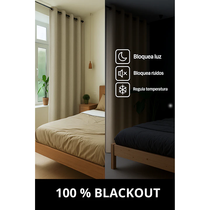 Cortina Blackout Tela Tipo Lino Gruesa 140x220 – Pack  2 Paños Taupe 2